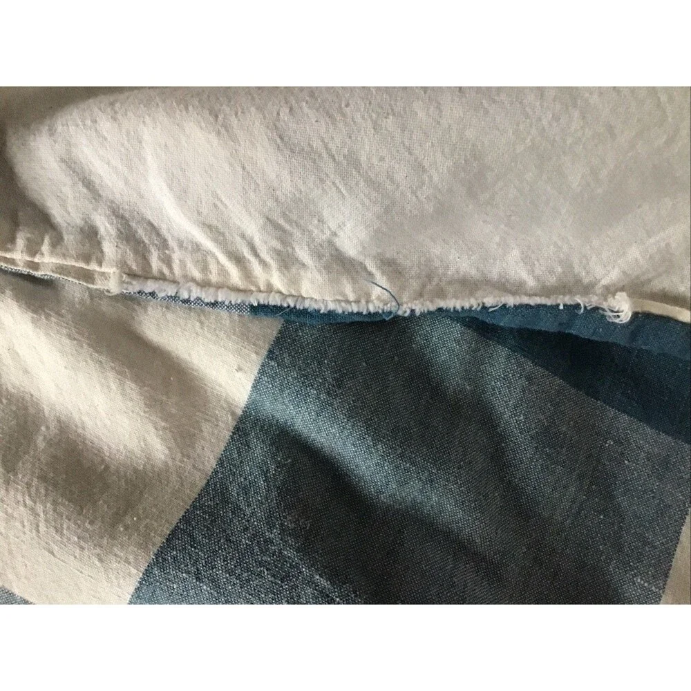 Blue Large Check Duvet Handmade Vintage Button Closure Twin